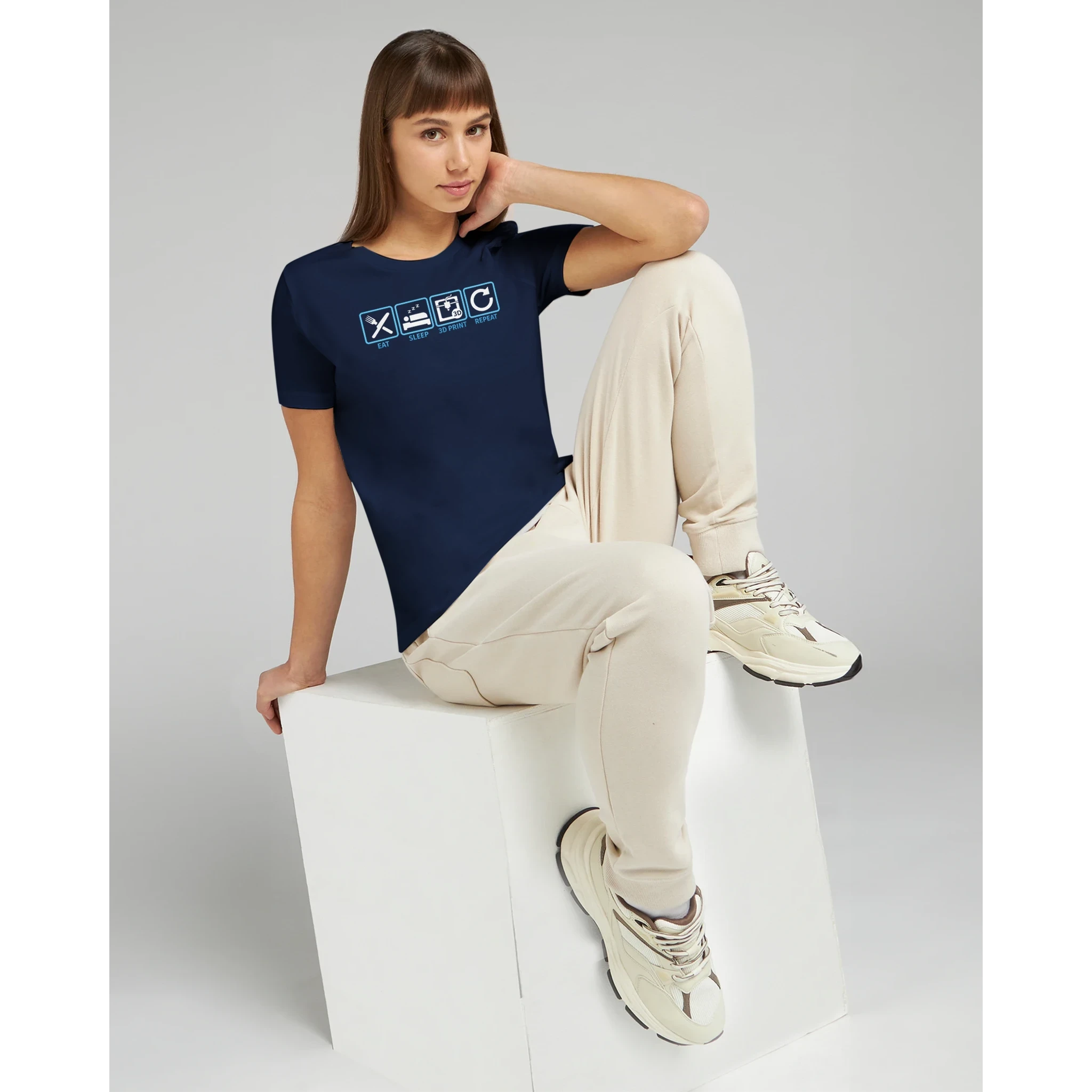 Women’s Eat Sleep 3D Print Repeat T-Shirt