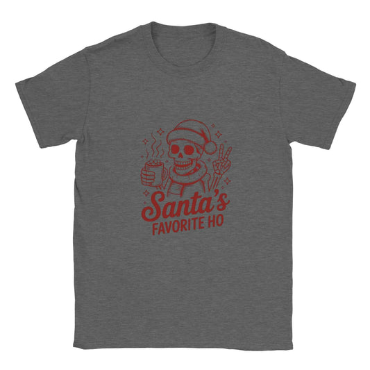 Santa's Favorite Ho – Sassy Skeleton Christmas Graphic Tee