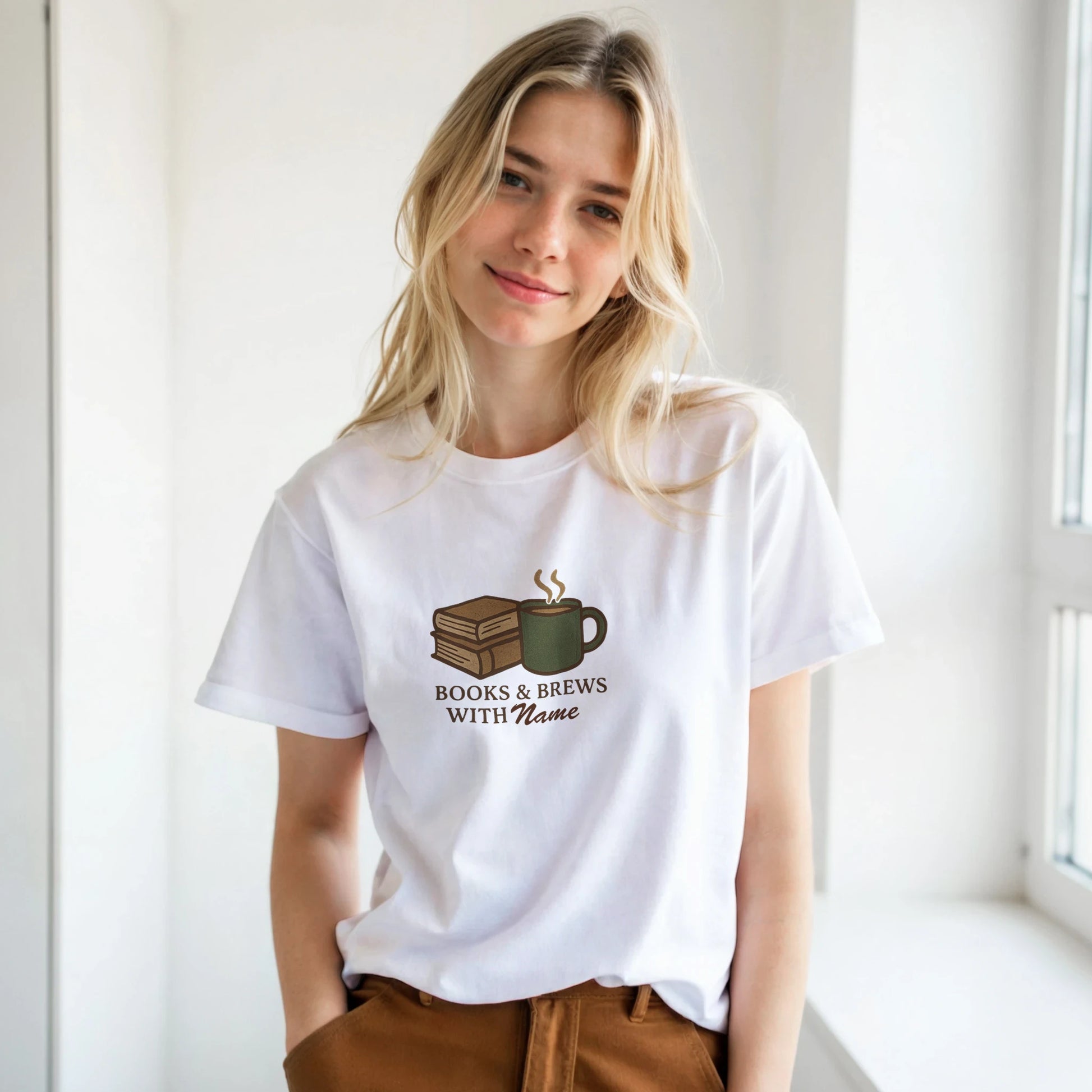 Books and Brews Personalized Bookish Shirt – Cozy Reading Coffee Tee - F4 Custom Prints