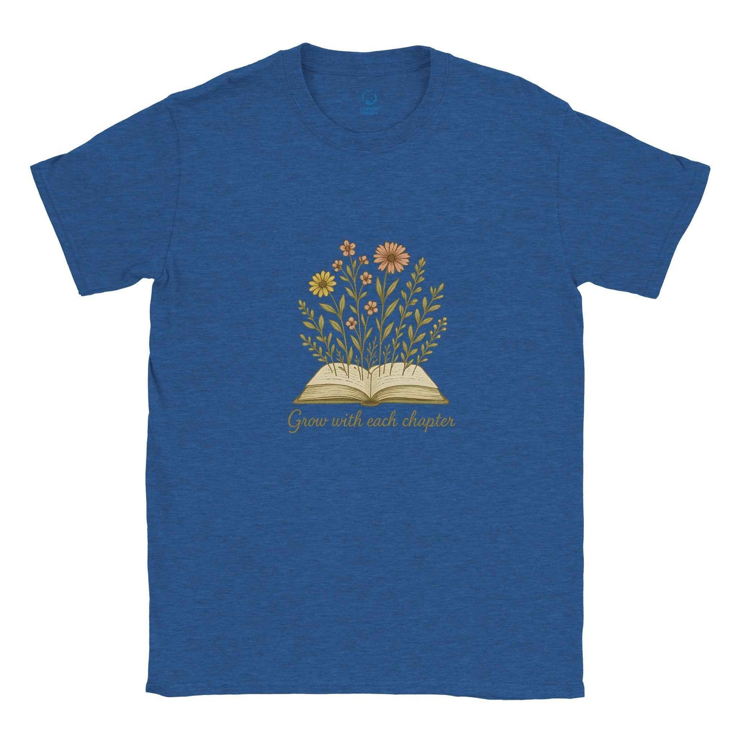 "Grow with Each Chapter" Bookish T-Shirt – Botanical Reader Design