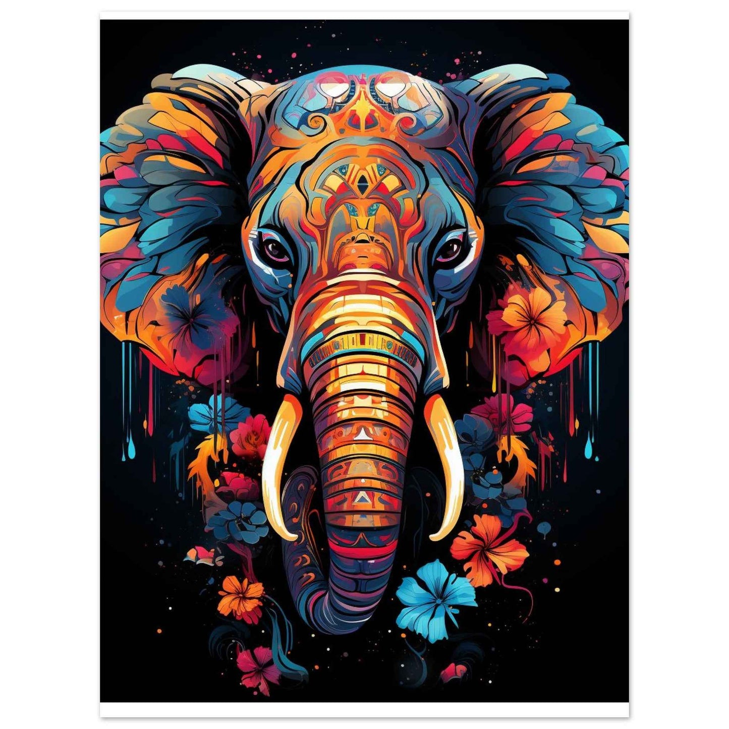 Chromatic Elephant Poster – Vibrant Mandala-Inspired Wall Art (Multiple Sizes Available)