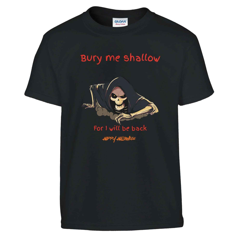 Bury Me Shallow Halloween Kids T-Shirt | Funny Skeleton Reaper Tee | Sibling Rivalrze Collection – Sister Made