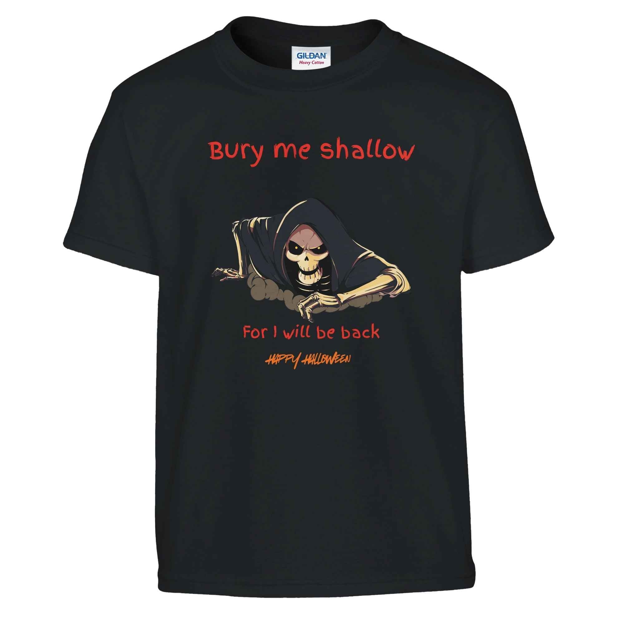 Bury Me Shallow Halloween Kids T-Shirt | Funny Skeleton Reaper Tee | Sibling Rivalrze Collection – Sister Made