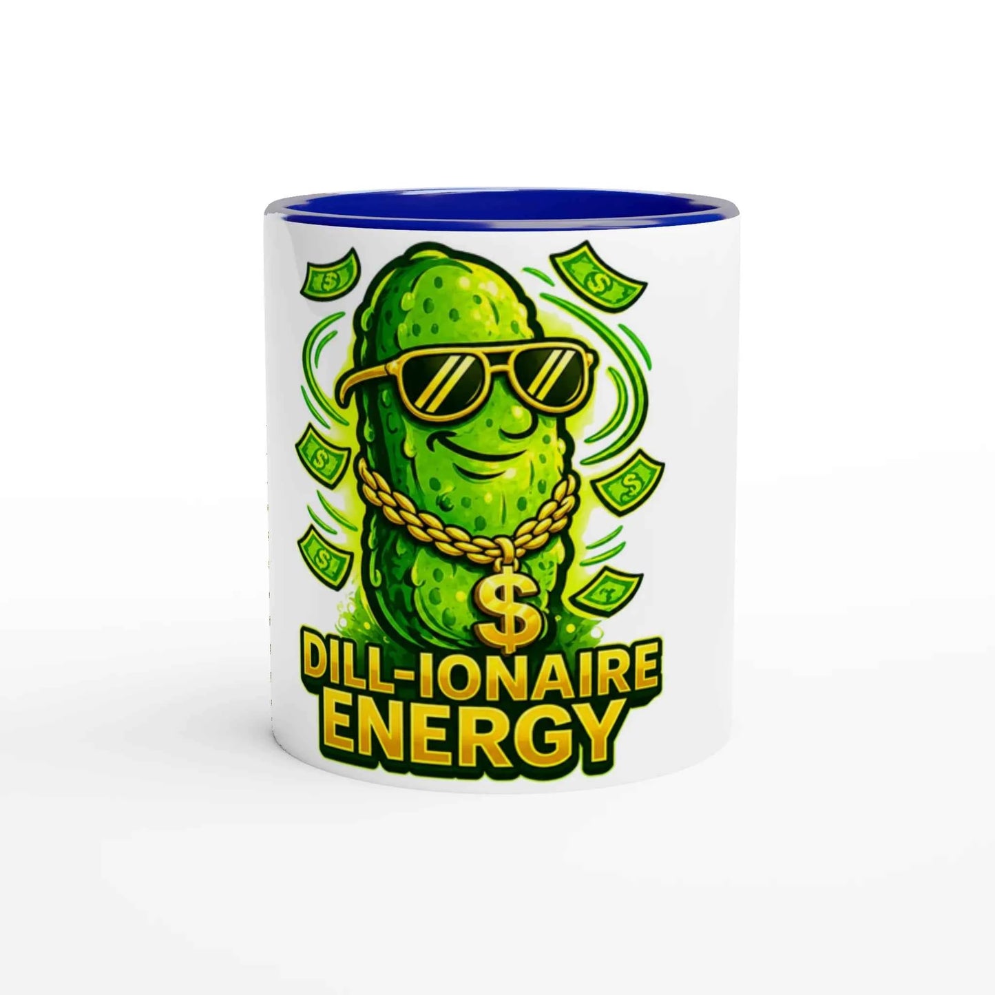 Dill-ionaire Energy Pickle 11oz Coffee Mug with Color Inside