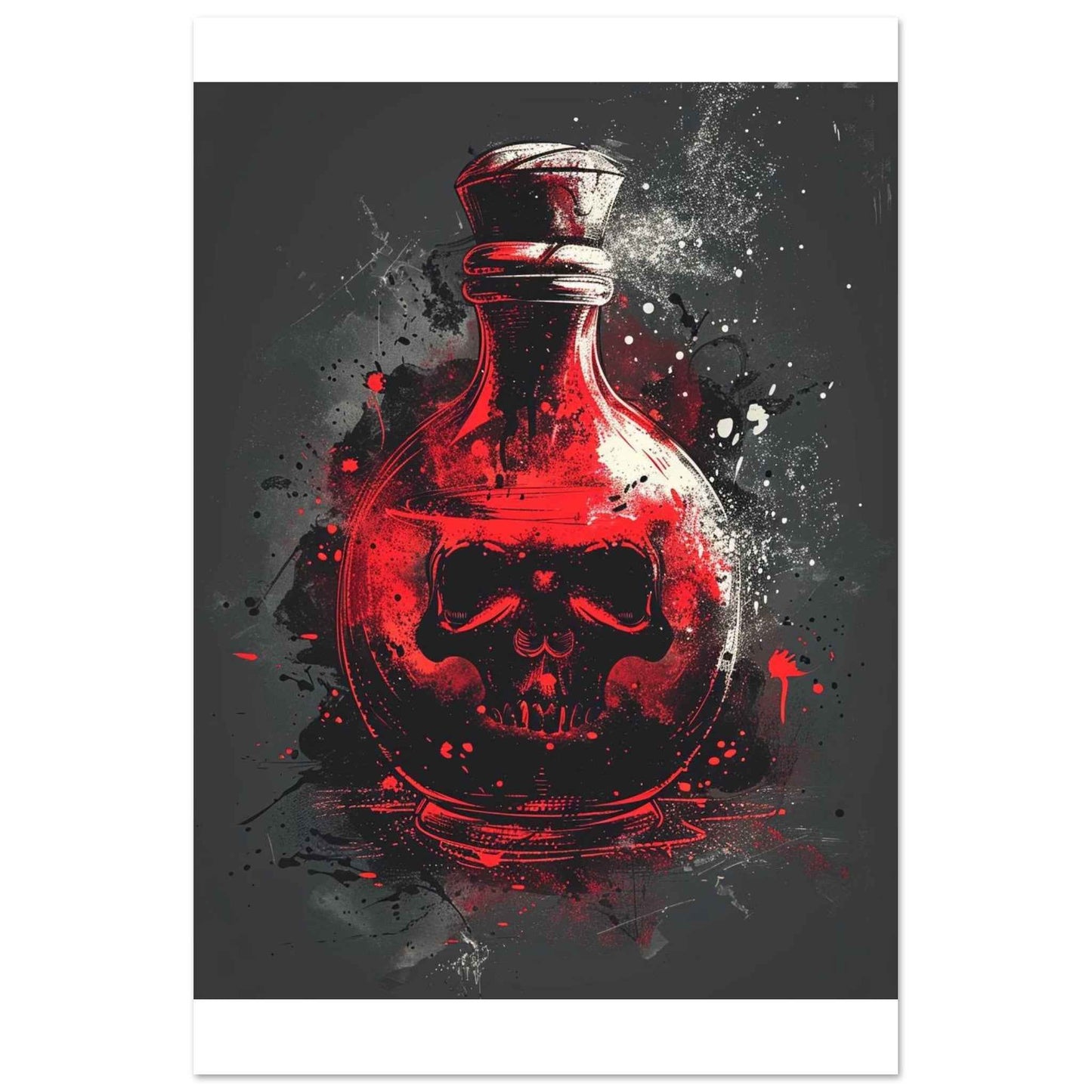 "Crimson Elixir" Poster – Gothic Skull Potion Bottle Wall Art (Multiple Sizes Available)