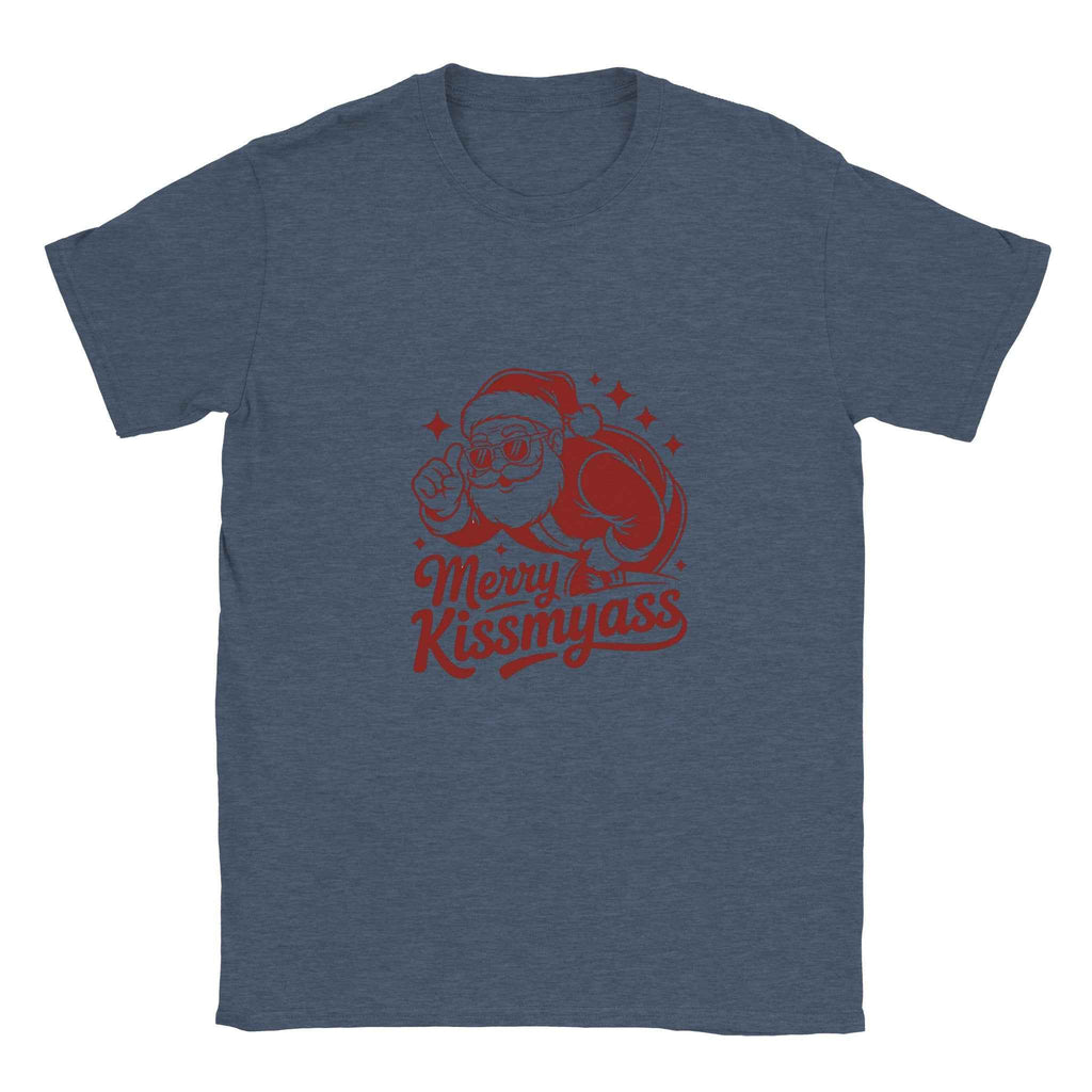 Merry Kissmyass Santa Christmas Shirt – Snarky Holiday Graphic Tee in Your Choice of Festive Hues