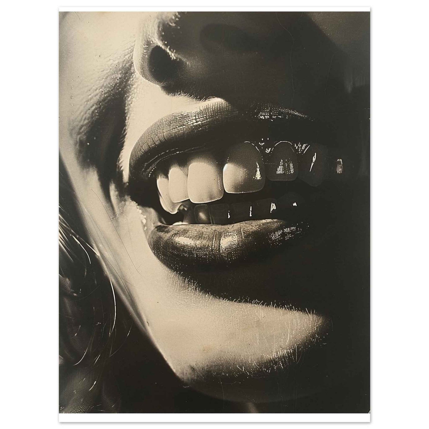 "The Smile" Poster – Captivating Noir Glamour Wall Art (Multiple Sizes Available)