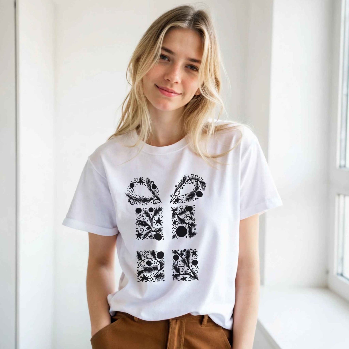 Elegant Christmas Gift Box Tee – Festive Holiday Graphic Tee in Your Choice of Nine Hues