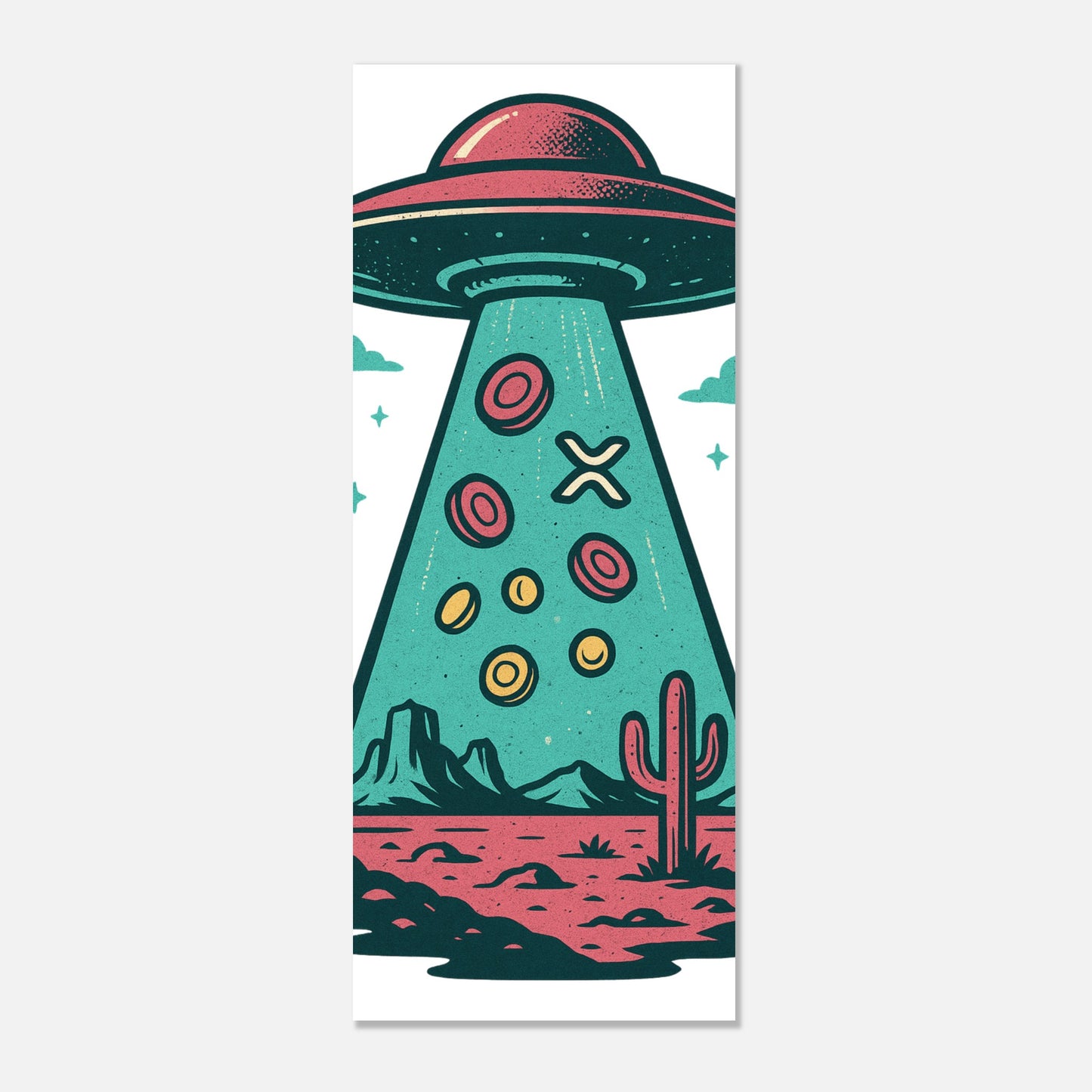 XRP Abduction Poster – Retro Sci-Fi Crypto Art Print - F4 Custom Prints