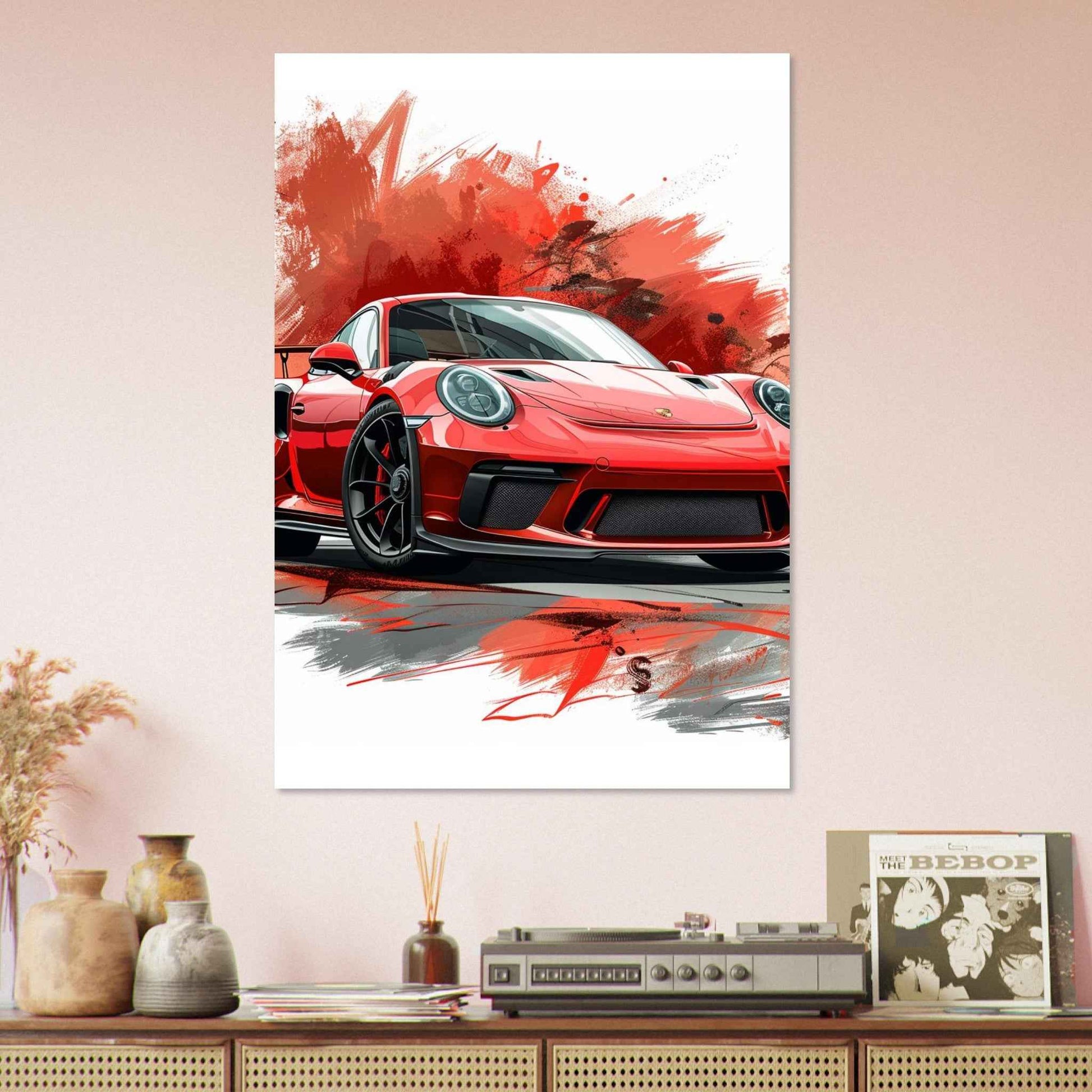 Red Sports Car Poster – Dynamic Automotive Art for the Modern Enthusiast (Multiple Sizes Available)