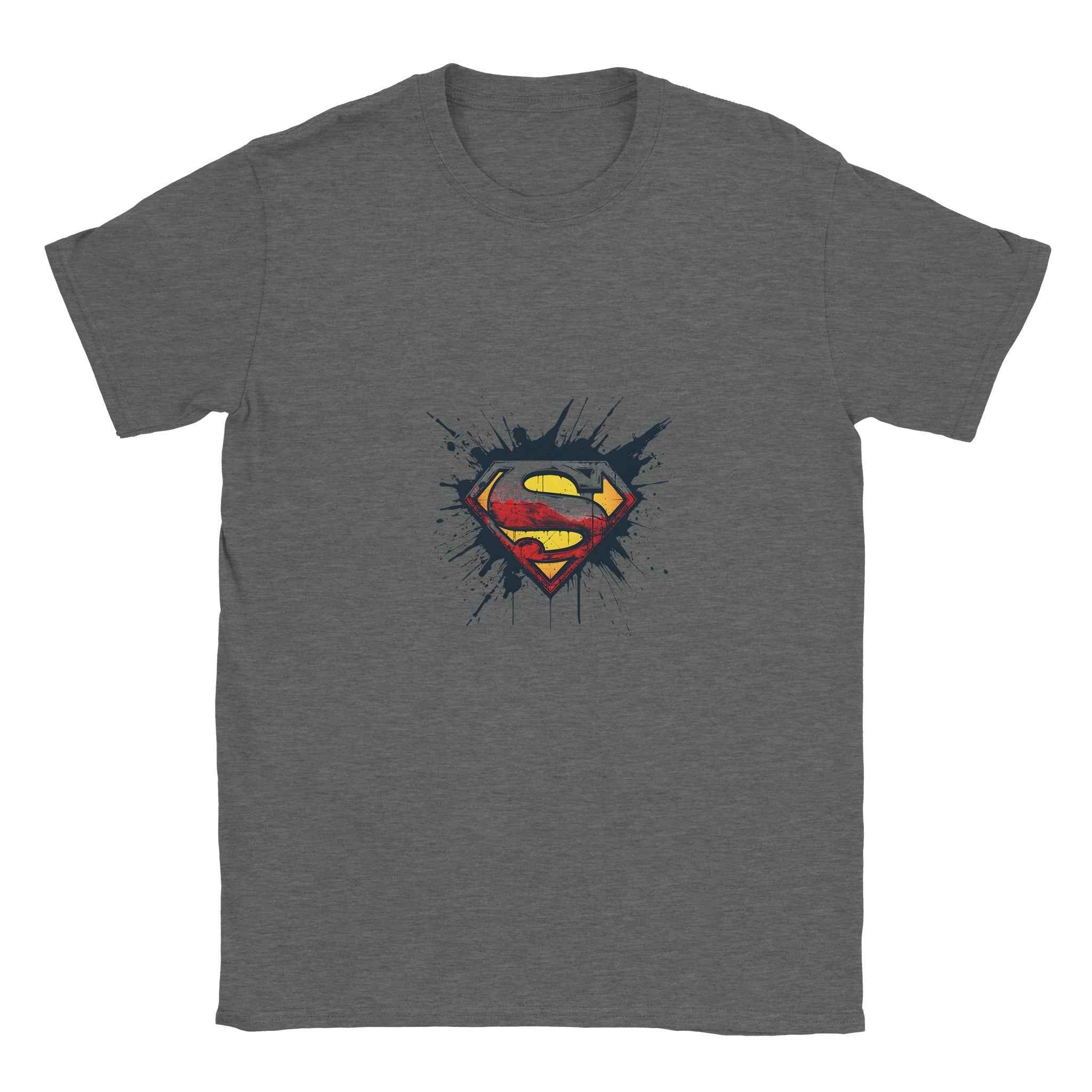 Distressed Superman Shield T-Shirt – Heroic Comic-Inspired Graphic Tee in Your Choice of Ten Bold Hues