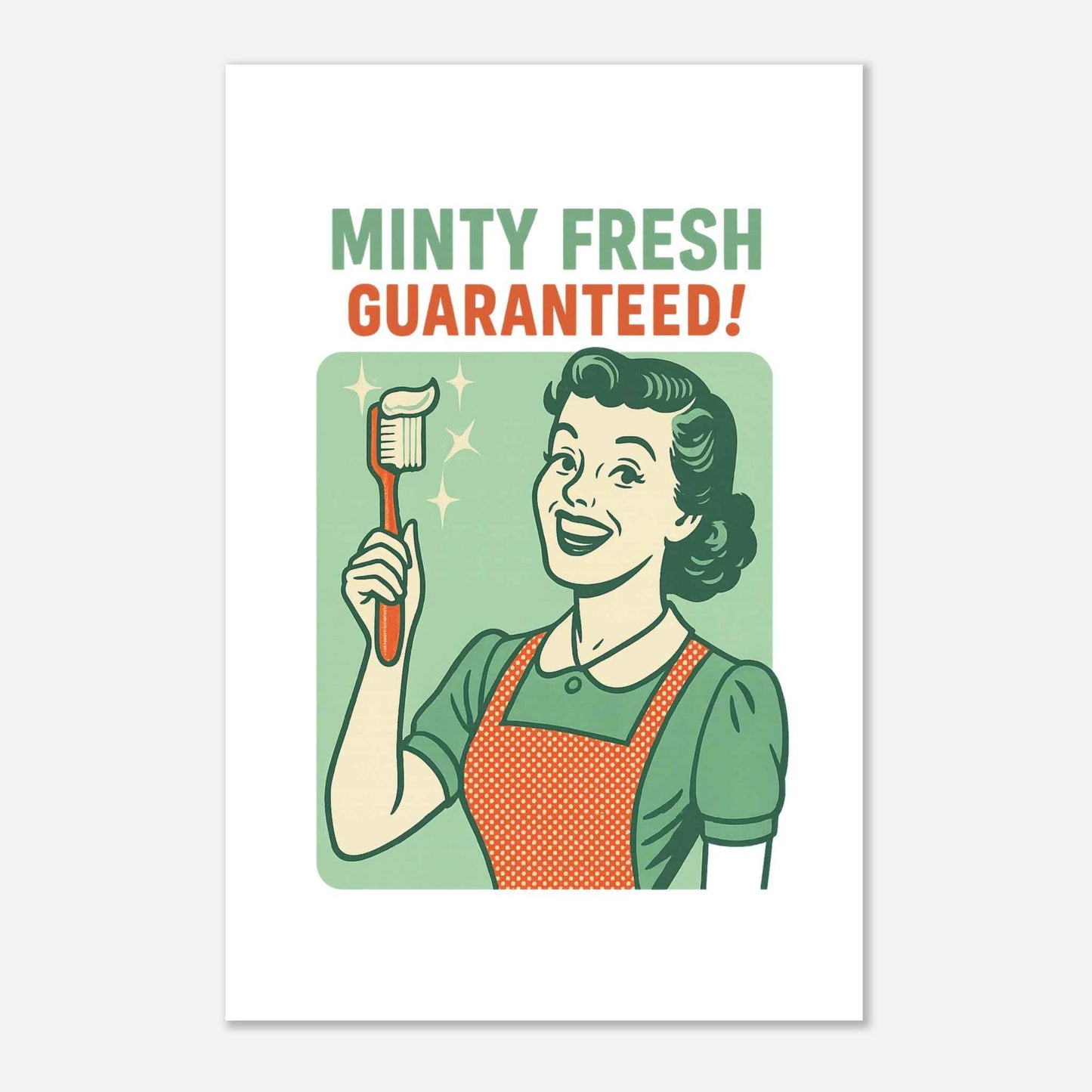 Vintage Dental Art Poster – “Minty Fresh Guaranteed” Retro Style - F4 Custom Prints