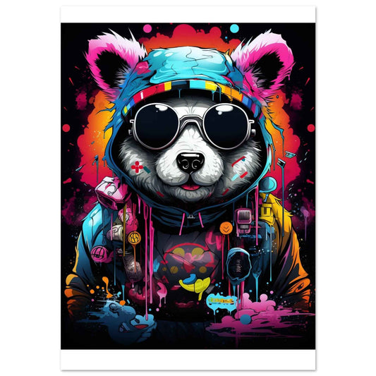 "Neon Raccoon DJ" Poster – Vibrant Urban Graffiti Wall Art (Multiple Sizes Available)