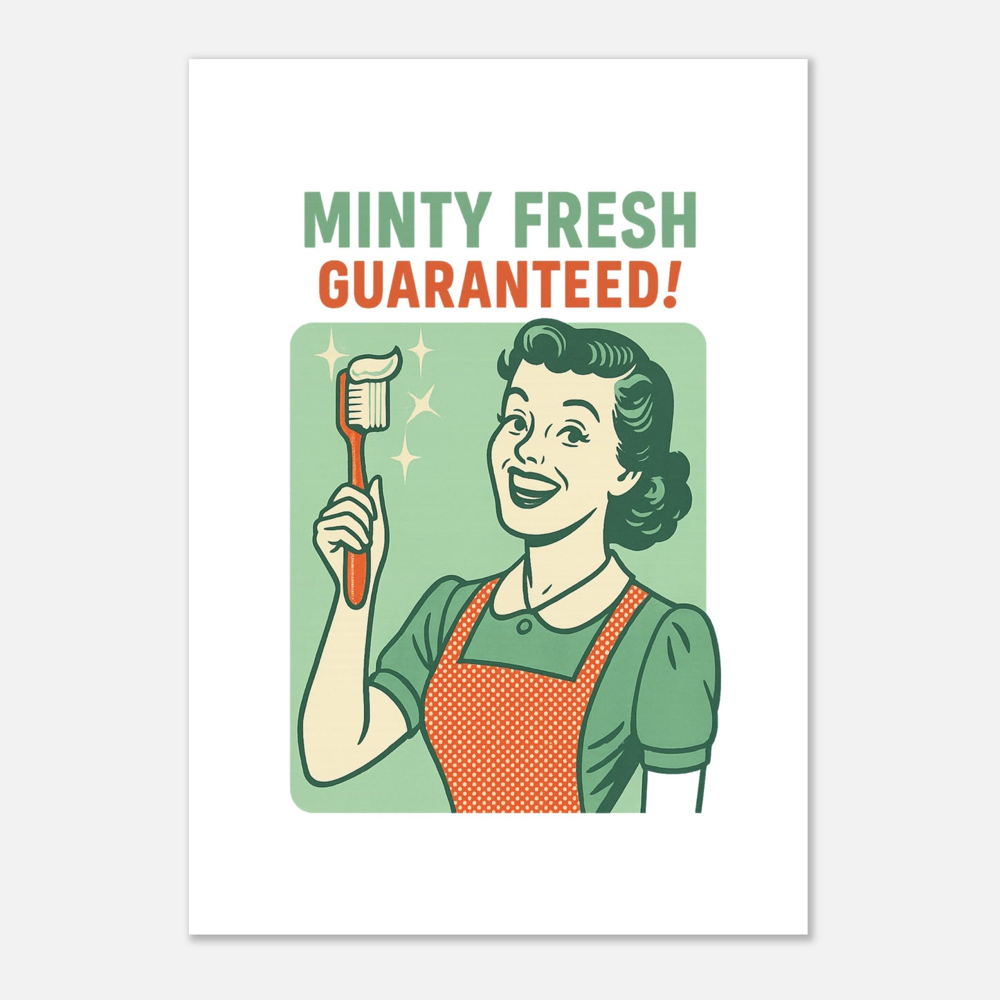 Vintage Dental Art Poster – “Minty Fresh Guaranteed” Retro Style - F4 Custom Prints