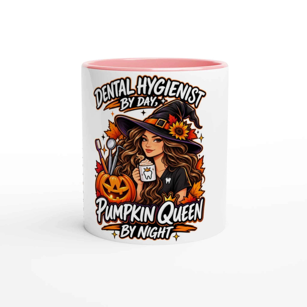Pumpkin Queen Dental Hygienist 11oz Coffee Mug with Color Inside