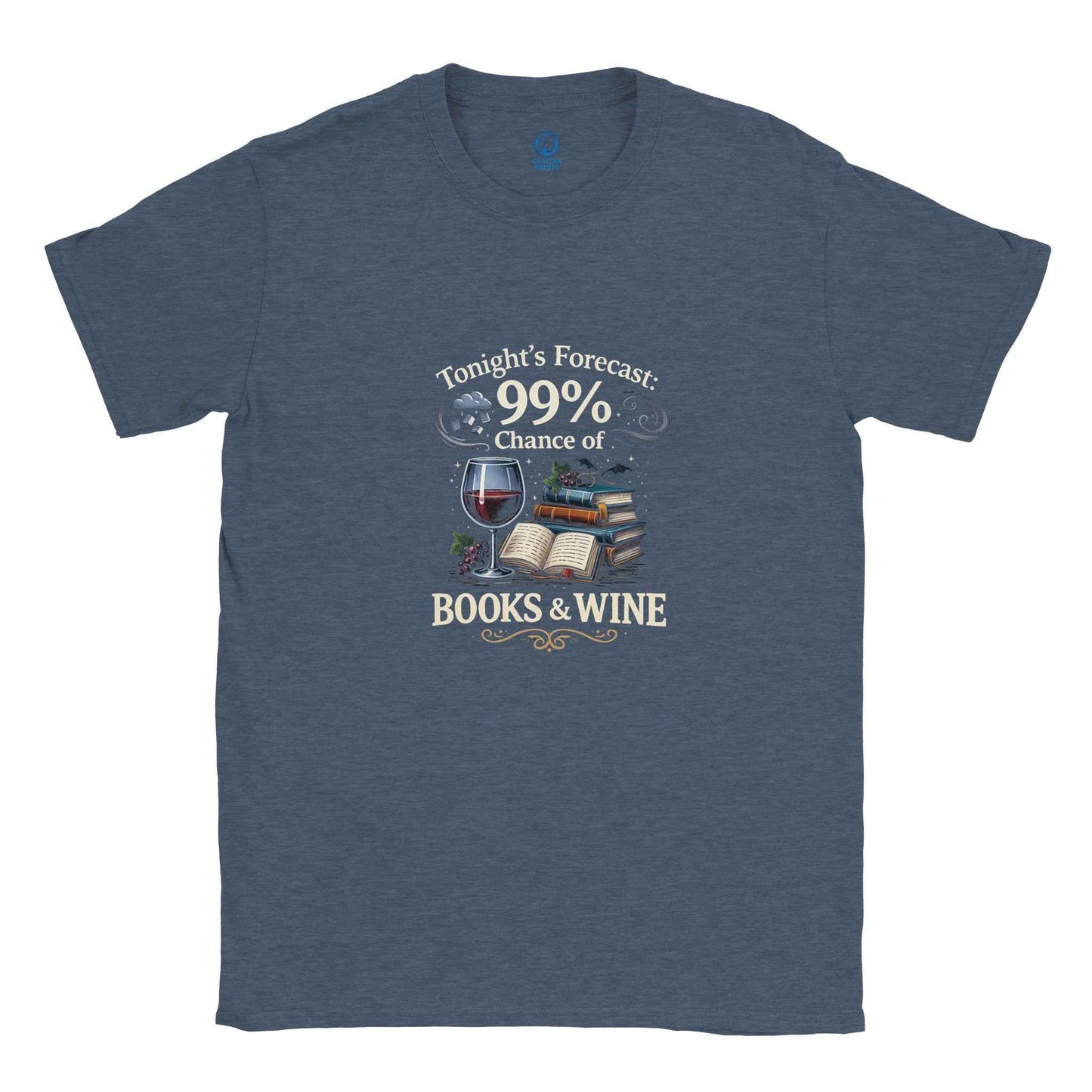 "Tonight's Forecast: Books & Wine" Bookish T-Shirt – Cozy Reader Design