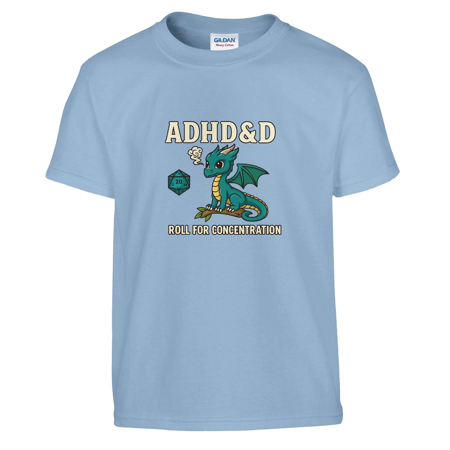 ADHD &D Kids T-Shirt — Roll for Concentration Dragon Edition - F4 Custom Prints