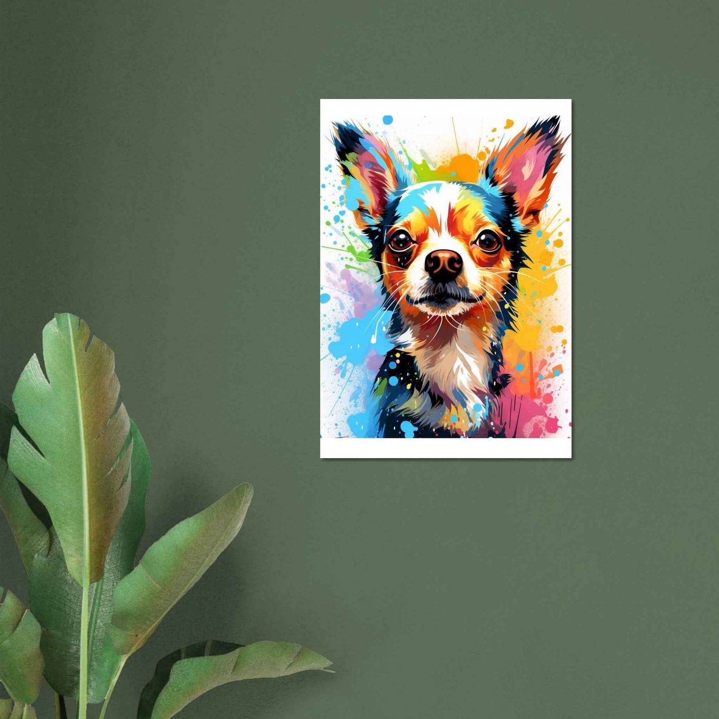 Chihuahua Splash Art Poster – Vibrant Pop Art Dog Wall Art (Multiple Sizes Available)