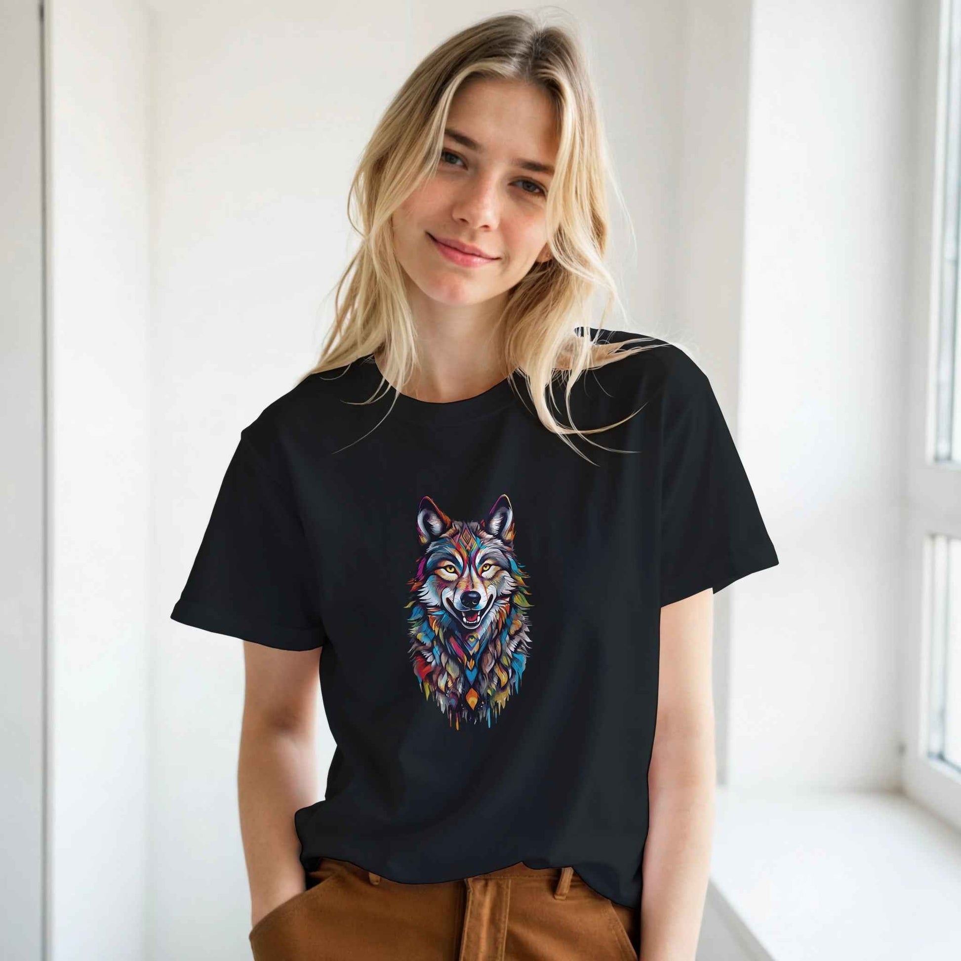 Vibrant Watercolor Wolf Graphic Tee – Premium Comfort & Bold Style for Everyday Wear