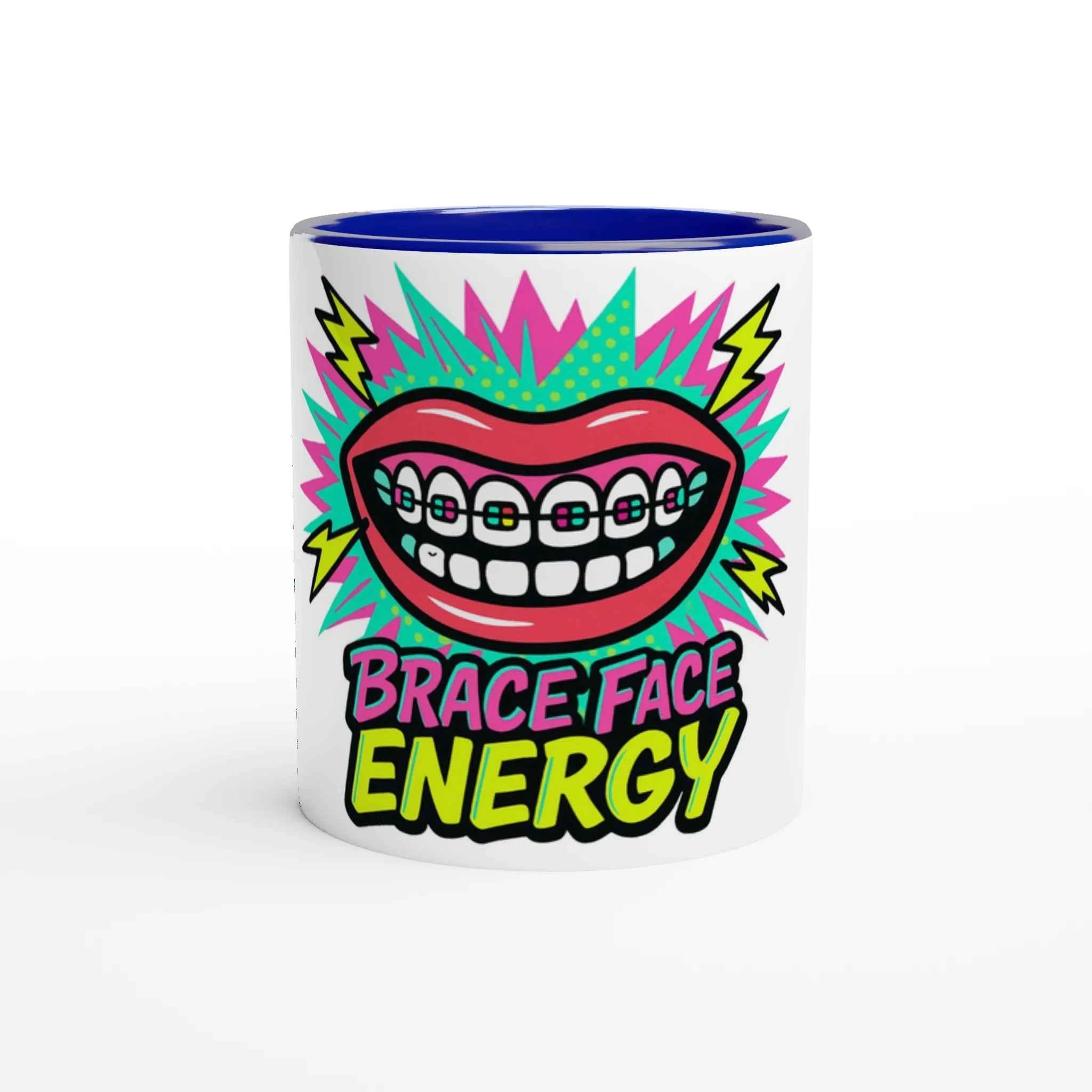 Brace Face Energy 11oz Coffee Mug with Color Inside