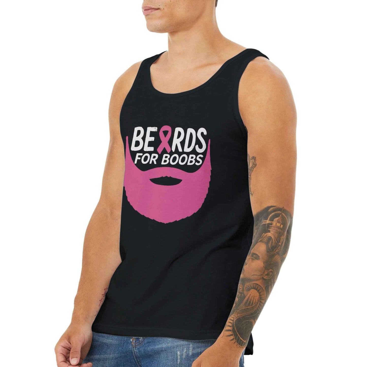 Beards For Boobs Awareness T-Shirt – Pink Ribbon Breast Cancer Tee - F4 Custom Prints