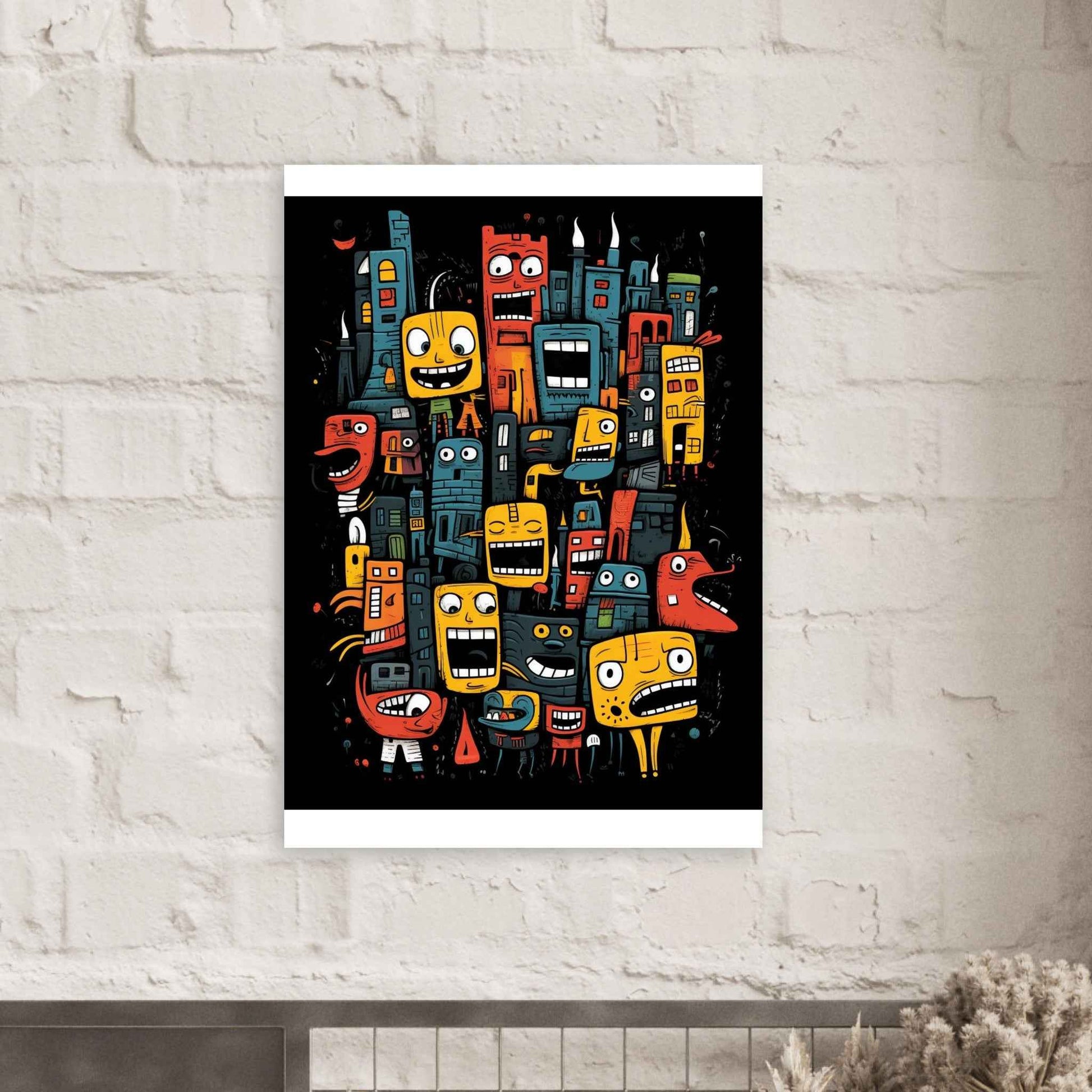 "City of Smiles" Poster – Playful Doodle Art Wall Decor (Multiple Sizes Available)