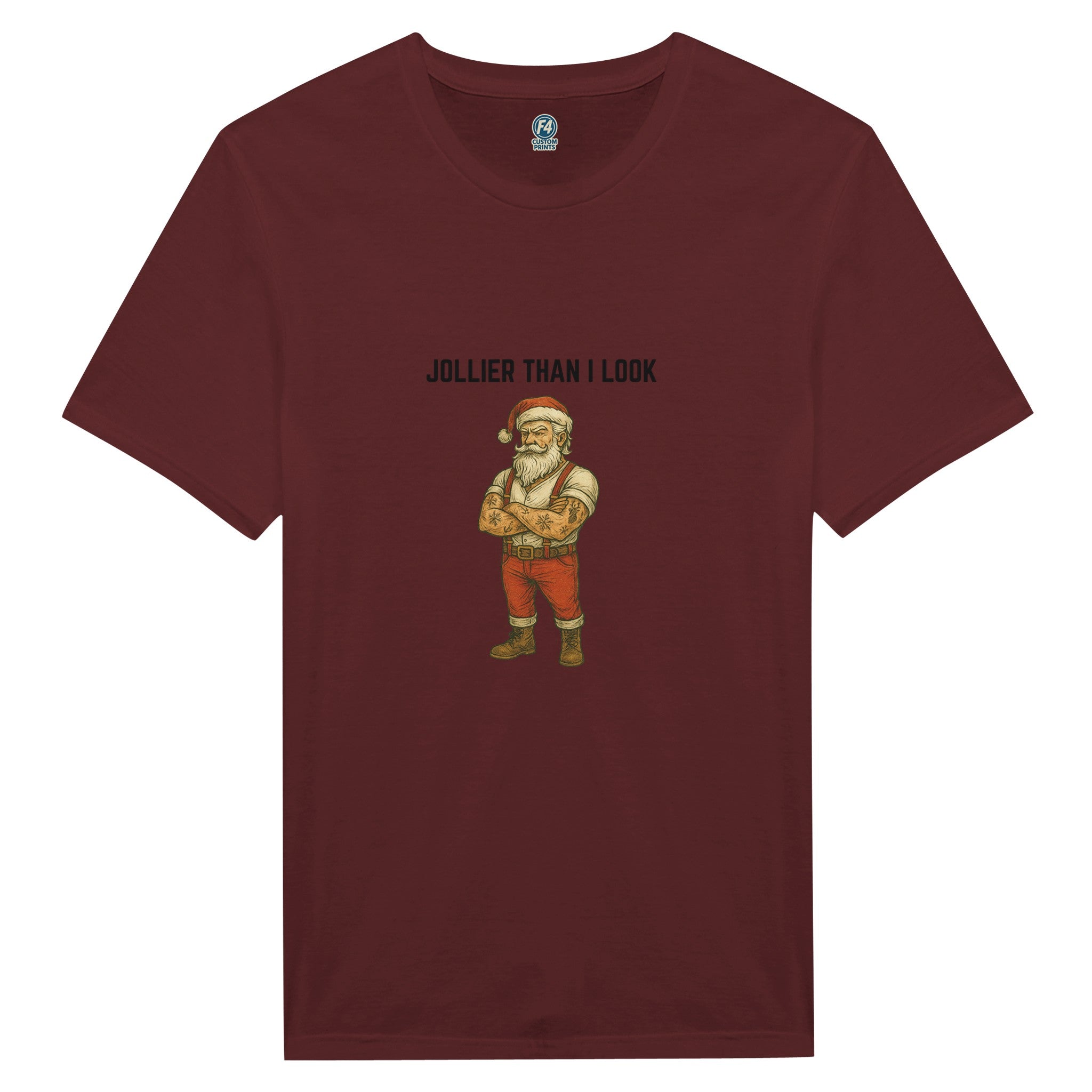 Tattooed Santa T-Shirt – Edgy Holiday Graphic Tee - F4 Custom Prints