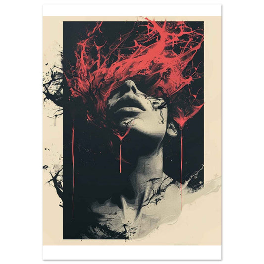 "Crimson Flow" Poster – Abstract Expressionist Wall Art (Multiple Sizes Available)