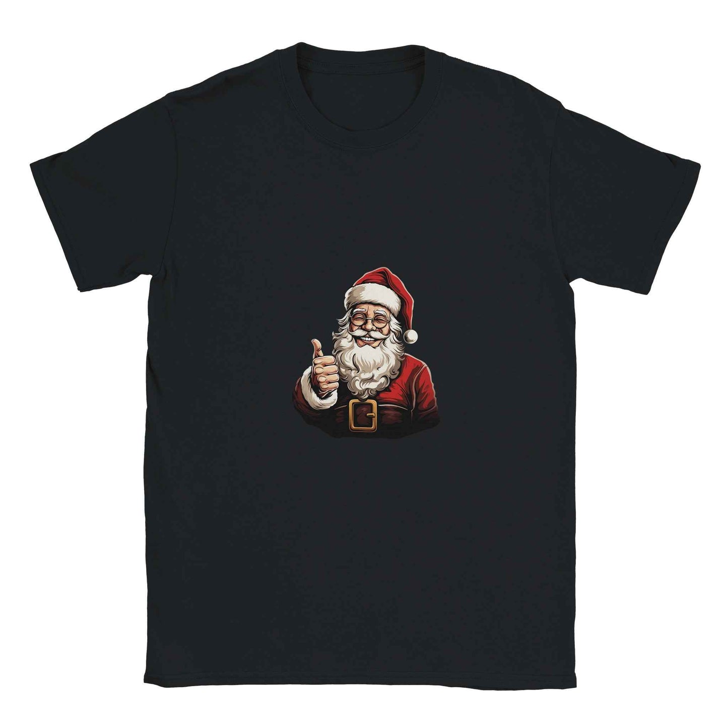 Jolly Santa Thumbs Up Christmas Tee – Festive Holiday Graphic Shirt in Multiple Colors