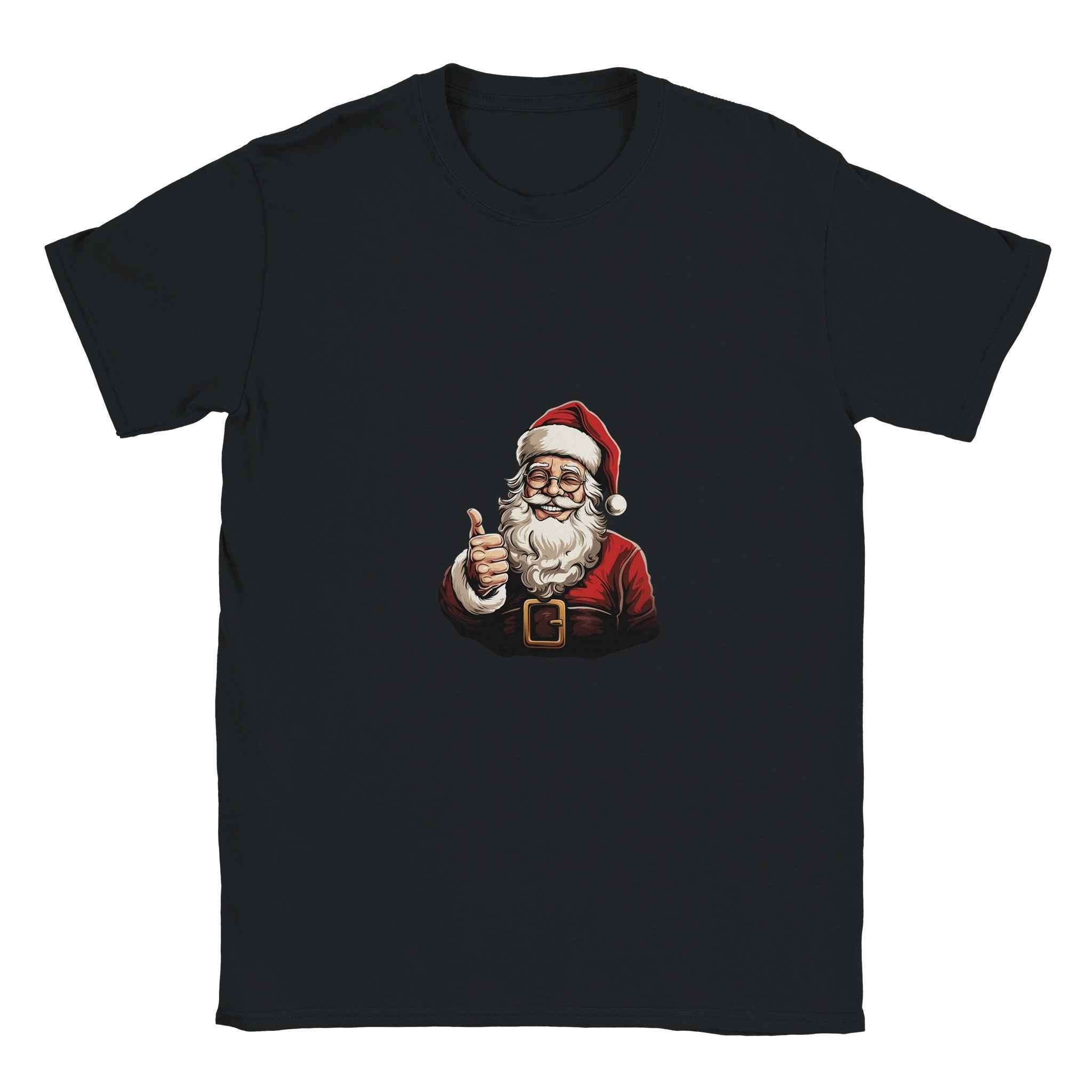 Jolly Santa Thumbs Up Christmas Tee – Festive Holiday Graphic Shirt in Multiple Colors