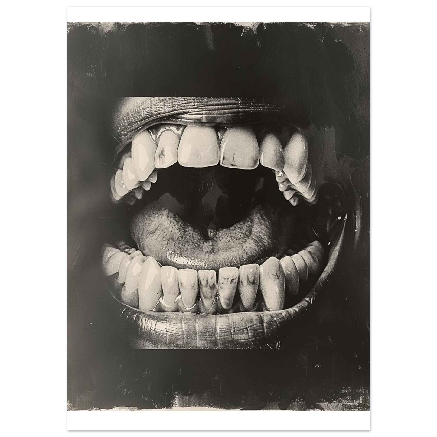Open Mouth Portrait Poster – Striking Black & White Wall Art (Multiple Sizes Available)
