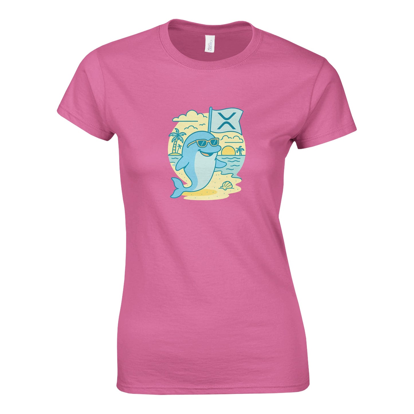 XRP Enthusiast Women's Tee – Tropical Crypto Beach Vibe - F4 Custom Prints