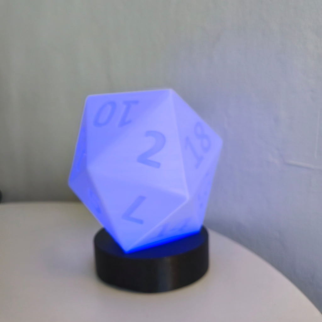 D20 LED Dice Lamp | 3D Printed D&D Gaming Room Light