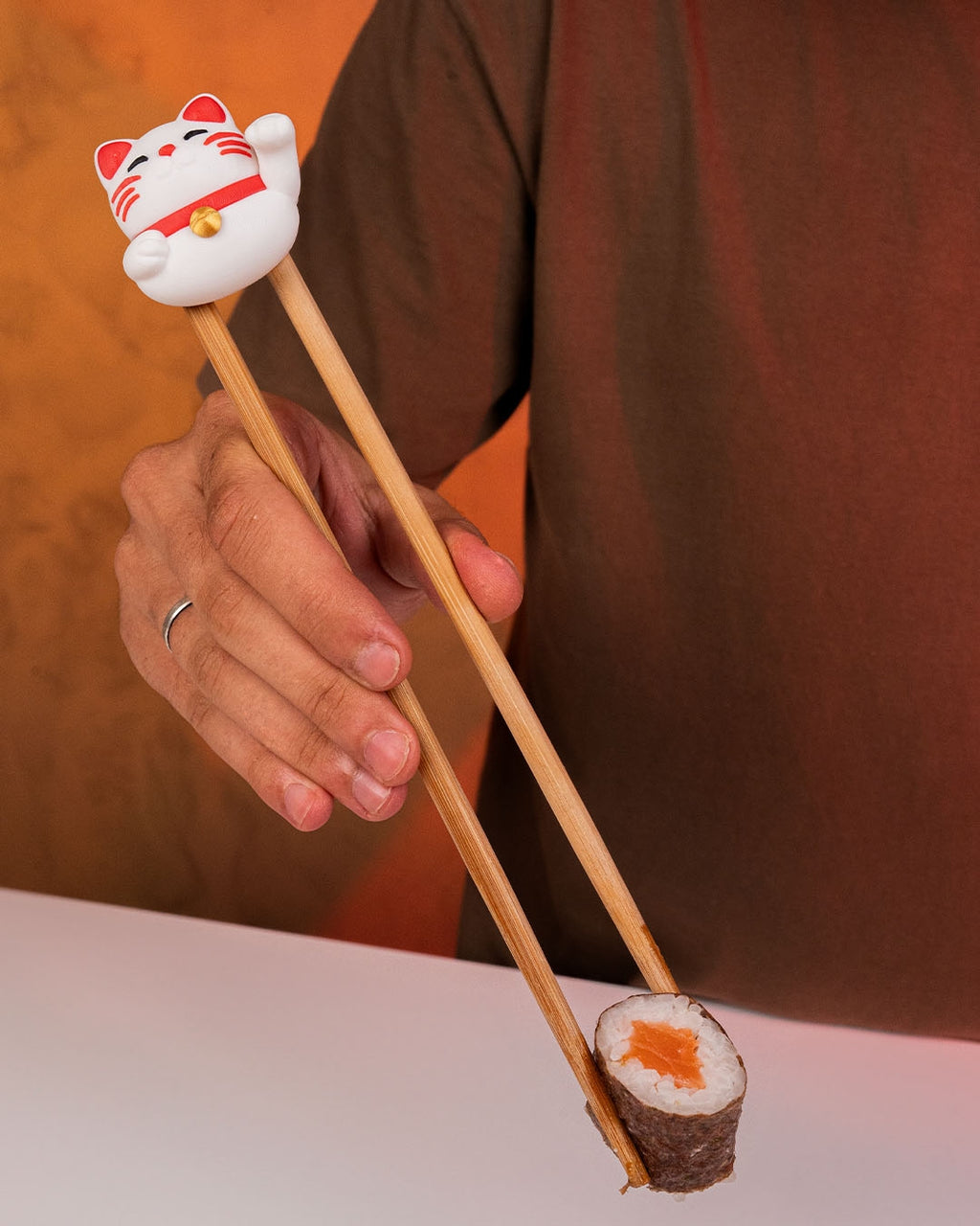 Lucky Cat Chopstick Helper | 3D Printed Maneki Neko Chopstick Trainer | Reusable Chopstick Aid