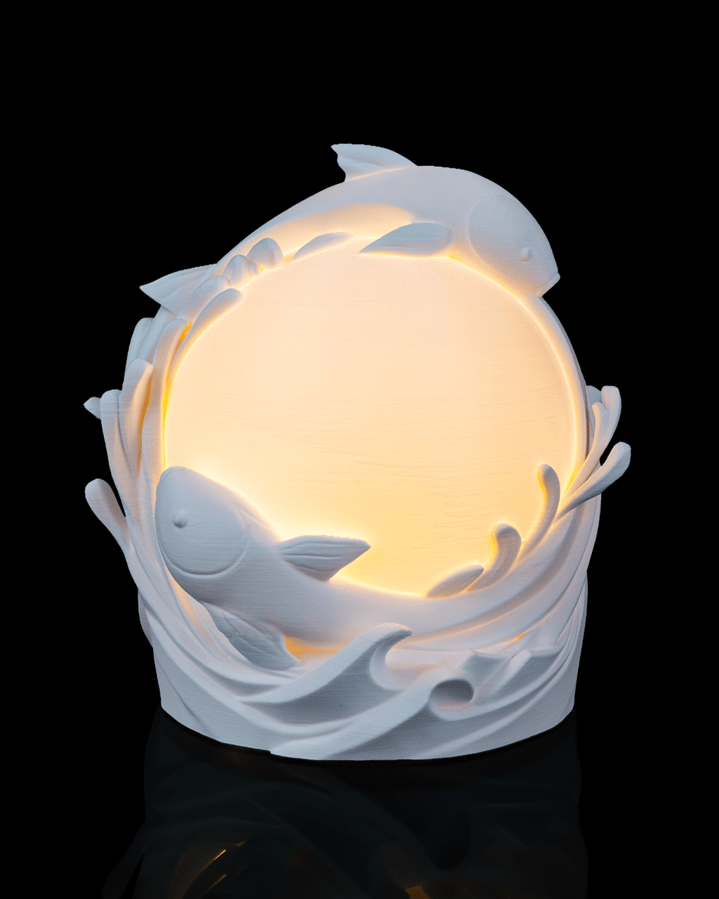 Twin Fish Sphere 3D Printed Table Lamp