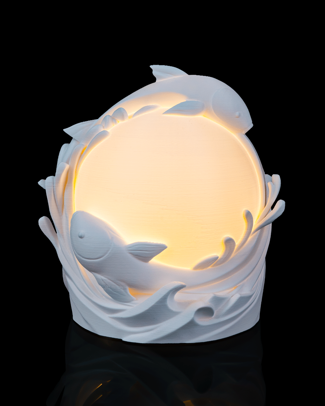 Twin Fish Sphere 3D Printed Table Lamp