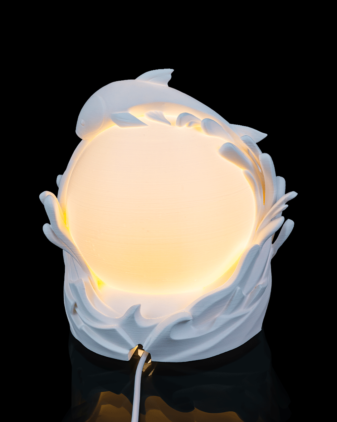 Twin Fish Sphere 3D Printed Table Lamp