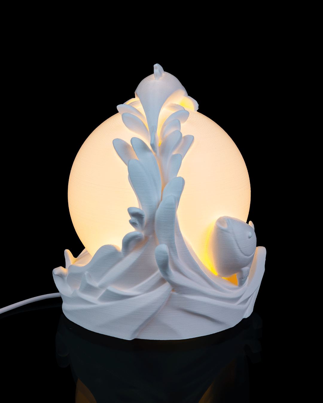 Twin Fish Sphere 3D Printed Table Lamp