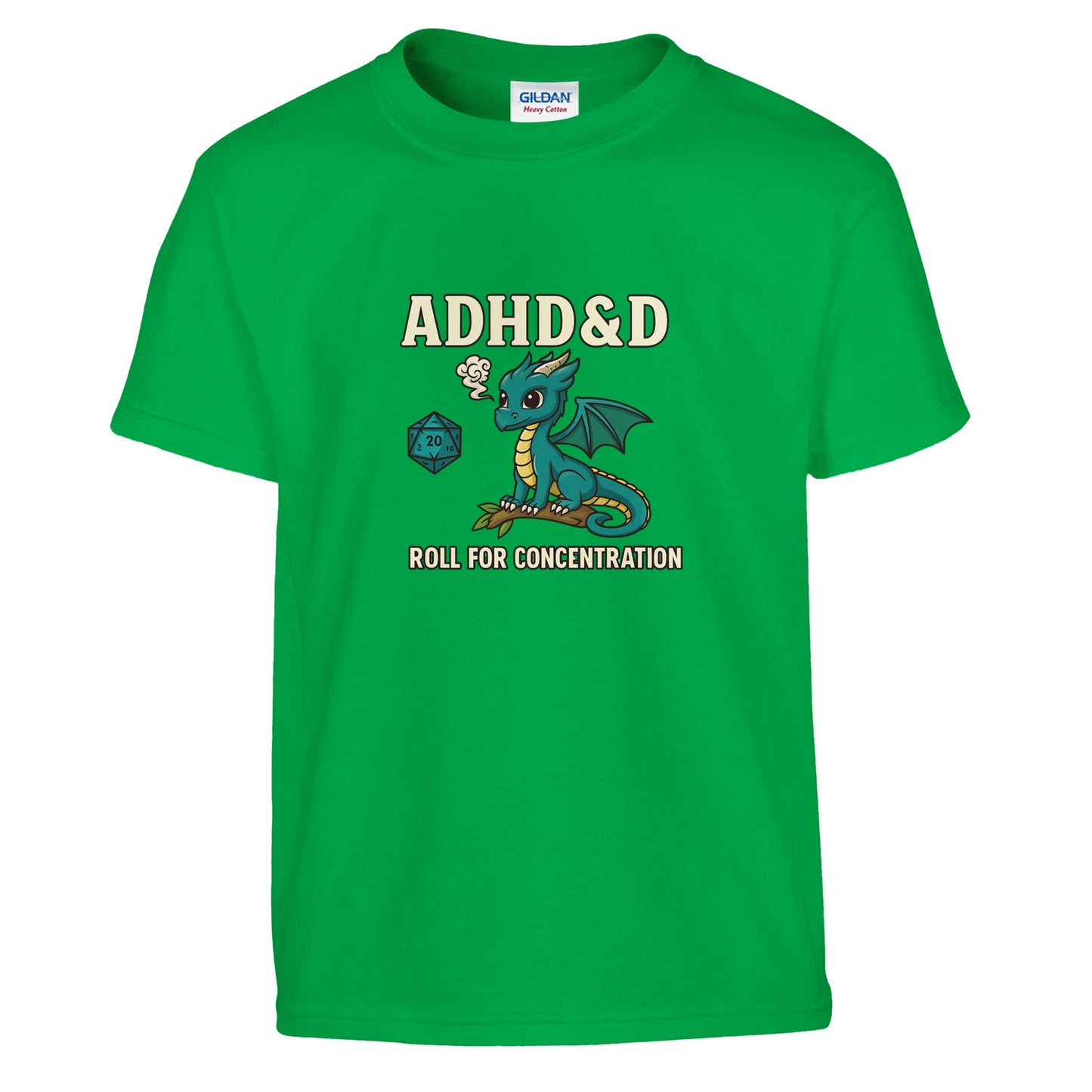 ADHD &D Kids T-Shirt — Roll for Concentration Dragon Edition - F4 Custom Prints