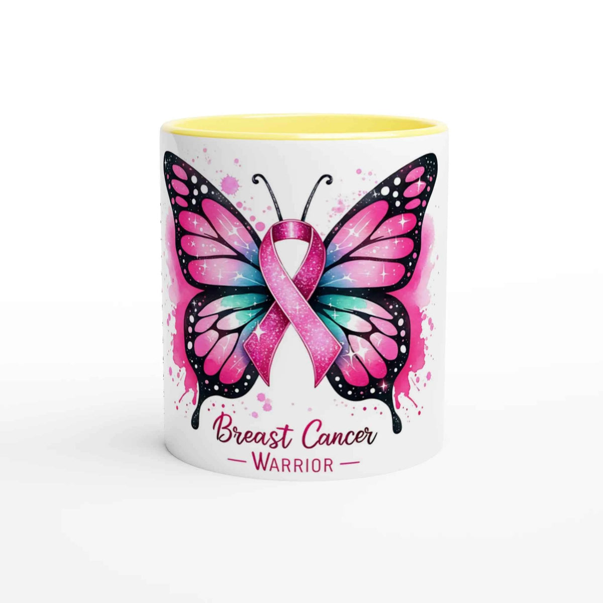 Breast Cancer Warrior Butterfly 11oz Coffee Mug with Color Inside