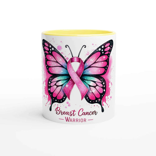 Breast Cancer Warrior Butterfly 11oz Coffee Mug with Color Inside