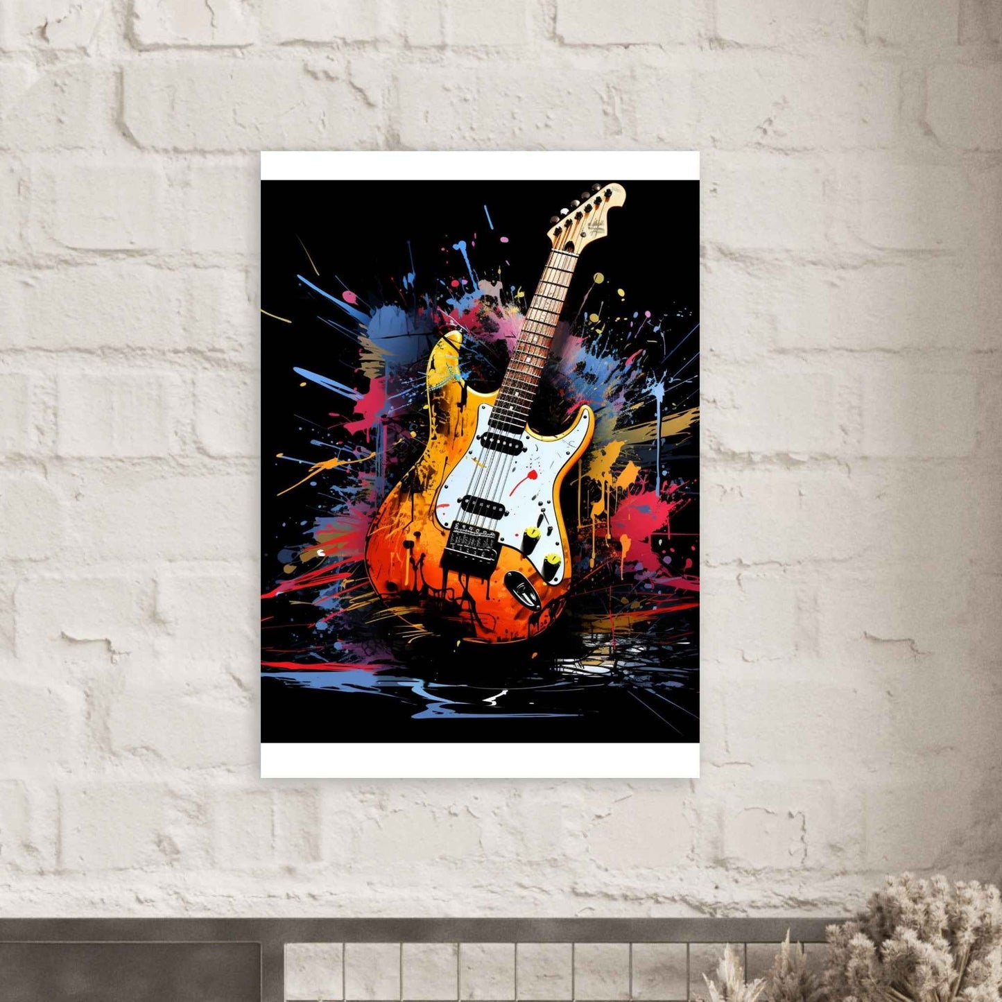 "Electric Splash" Poster – Vibrant Grunge Guitar Wall Art (Multiple Sizes Available)