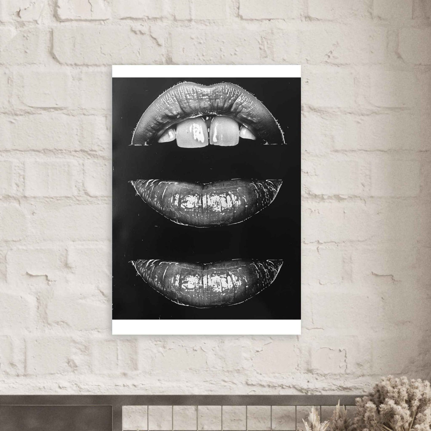 "Shiny Lips" Poster – Monochrome Glamour Wall Art (Multiple Sizes Available)