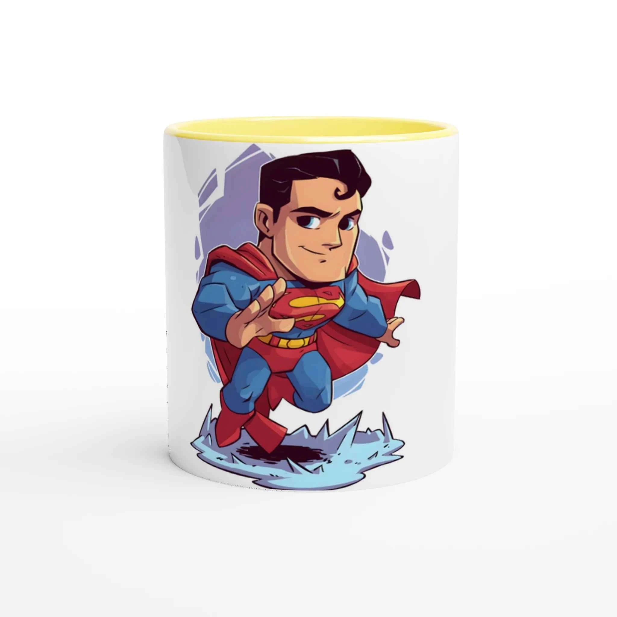 Chibi Superman Inspired 11oz Coffee Mug with Color Inside