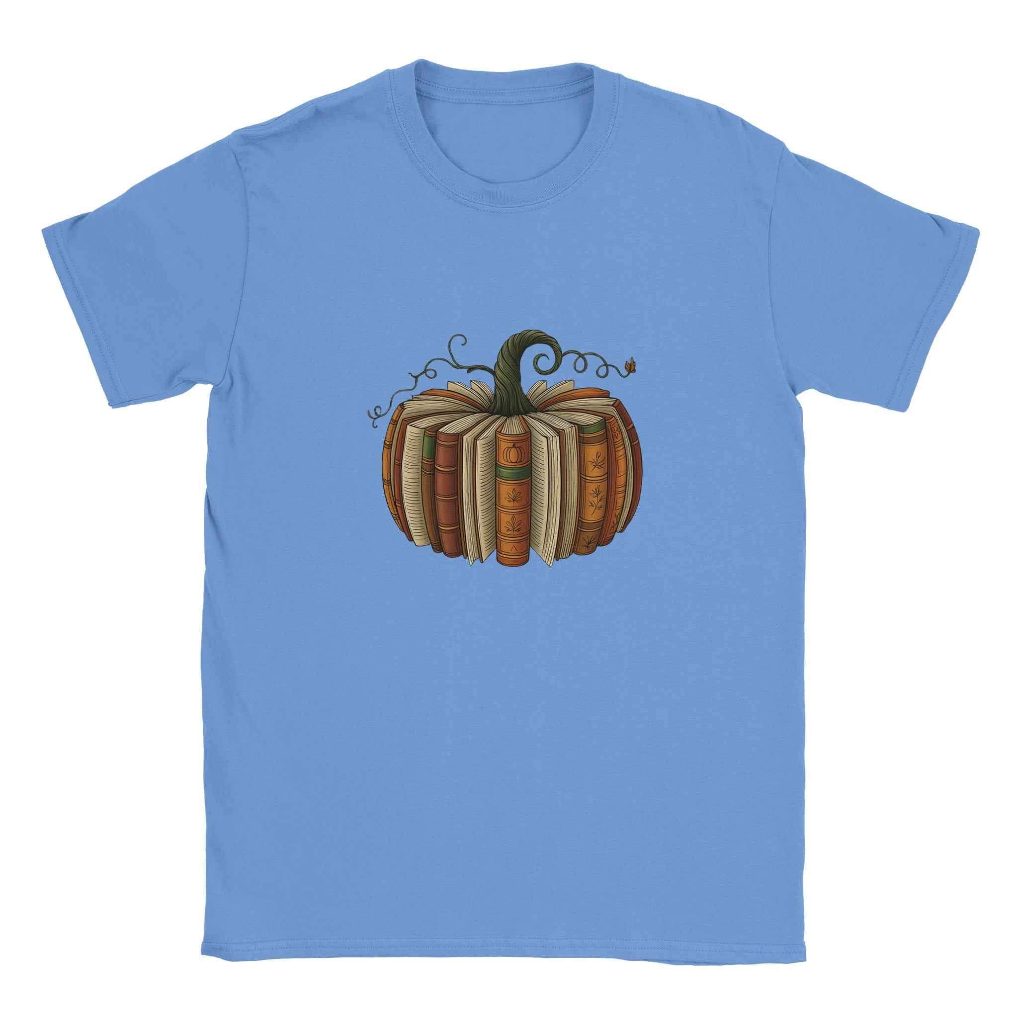 Bookish Pumpkin Halloween T-Shirt – Literary Fall Vibes & Cozy Comfort in Your Choice of Colors