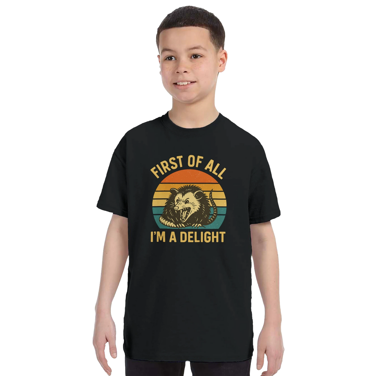 Kids First of All I’m a Delight Possum T-Shirt