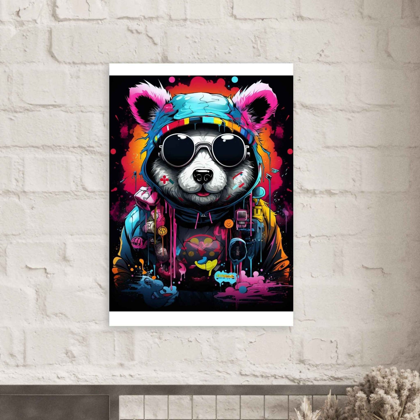 "Neon Raccoon DJ" Poster – Vibrant Urban Graffiti Wall Art (Multiple Sizes Available)