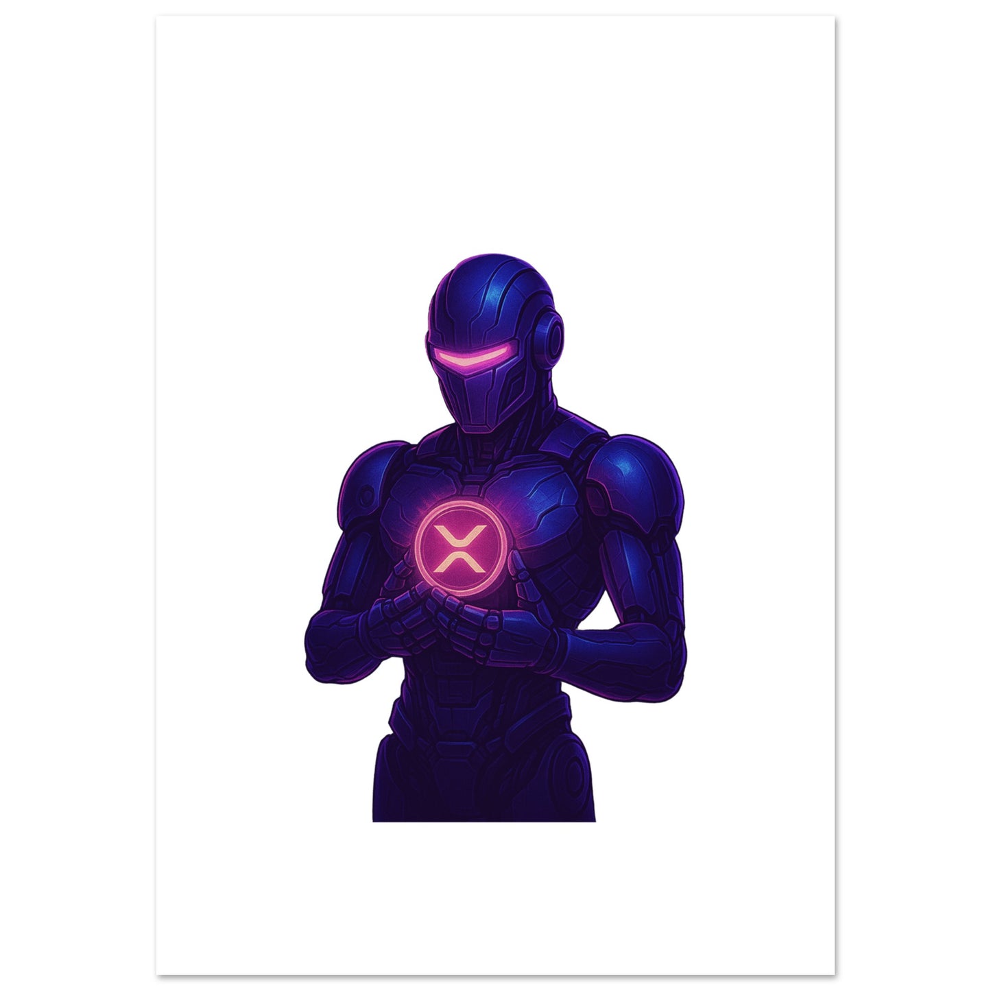 Crypto Ripple Robot Poster – XRP Guardian Futuristic Wall Art - F4 Custom Prints