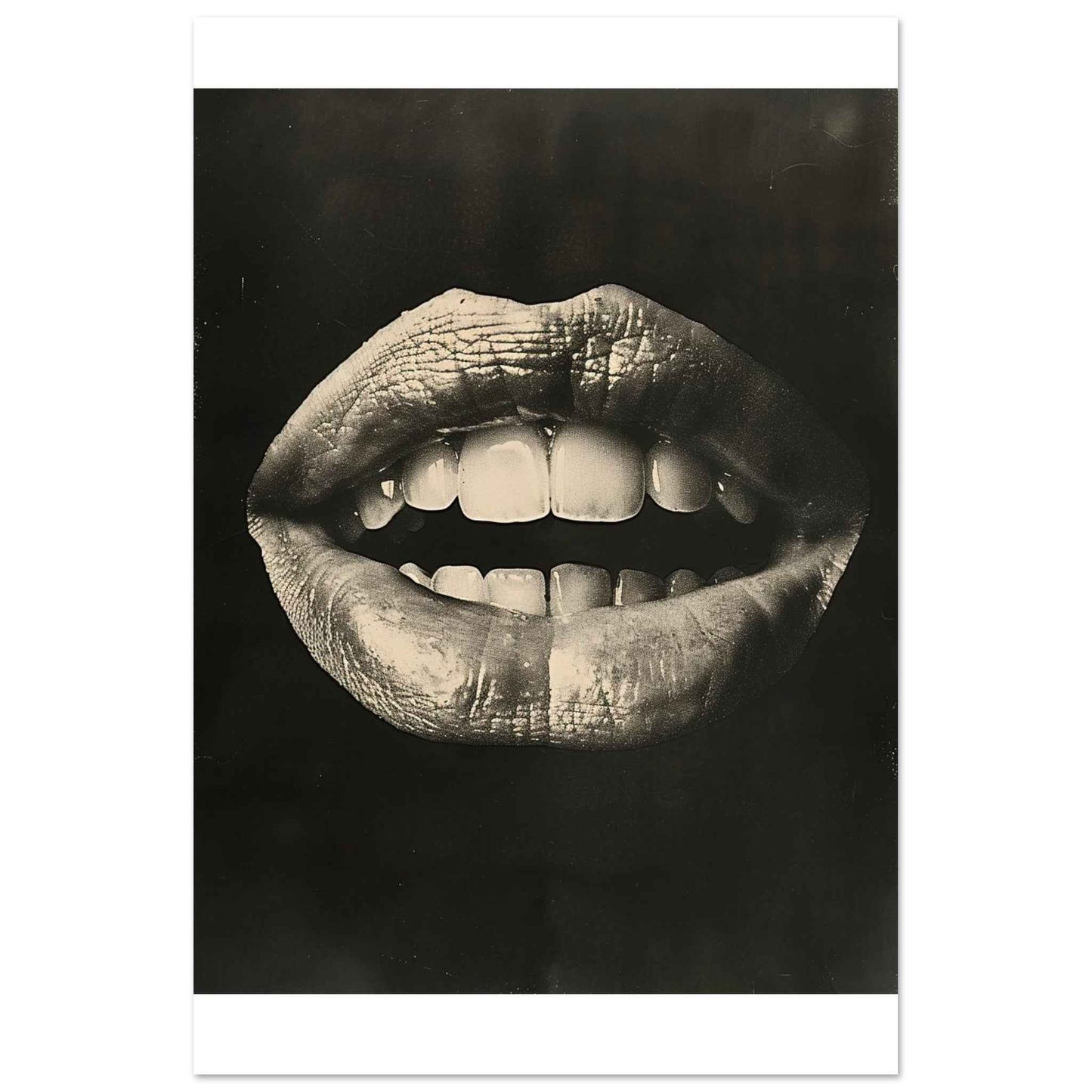 "The Kiss" Poster – Striking Black & White Lip Art (Multiple Sizes Available)