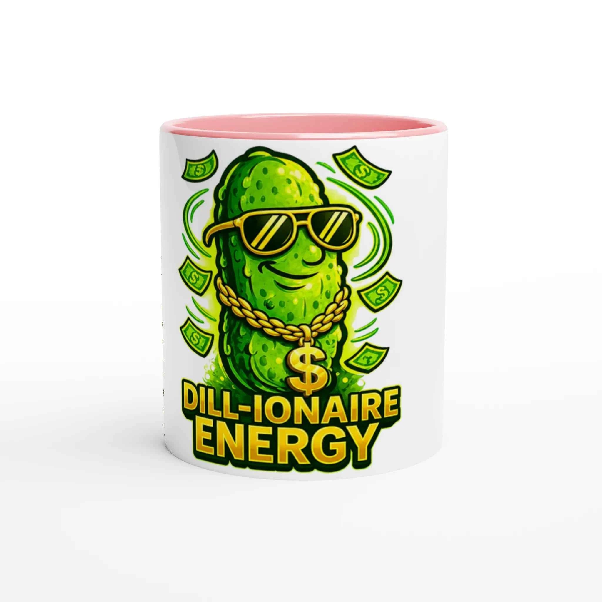 Dill-ionaire Energy Pickle 11oz Coffee Mug with Color Inside